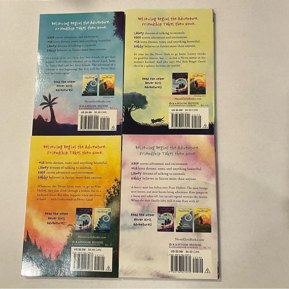 Disney Never Girls Books Lot 1-4‎ Kiki Thorpe Paperback Chapter Books Set